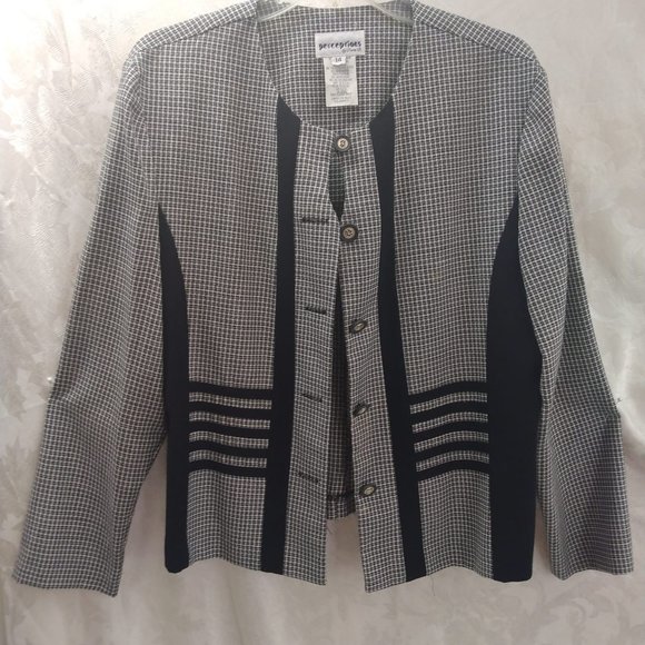 Size 14 2pc Pants/Suit Set Black & White by Perceptions by Irene B - Picture 3 of 13